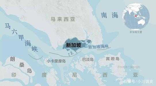 马六甲海峡在地图上的位置,它离新加坡有多远
