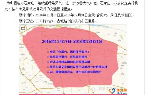 石家庄常态化限行(还是只限部分区域)