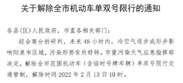 今天阳泉限号,你知道具体限号情况吗?