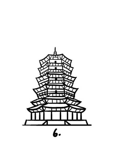 应县木塔简笔画,如何轻松绘制这座古塔?