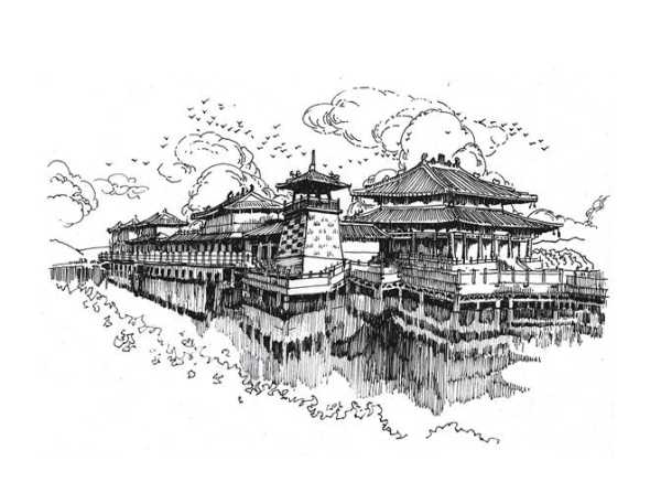 云冈石窟简笔画(画出它的雄伟气势)