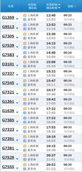 上海南站列车时刻表_最新发车信息查询