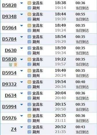 荆州列车时刻表_查看最新班次和票价信息