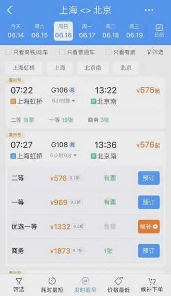高铁票价_如何选择最划算的车次?