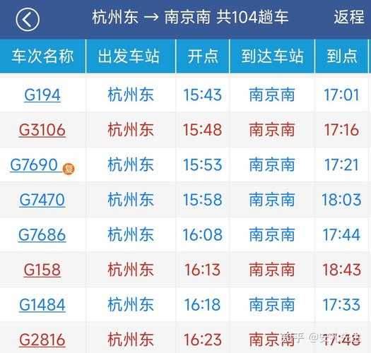 宁杭高铁时刻表_最新班次及票价查询