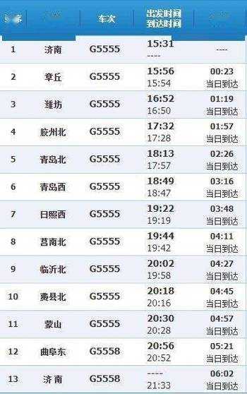 济南高铁时刻表_最新时刻与查询方法