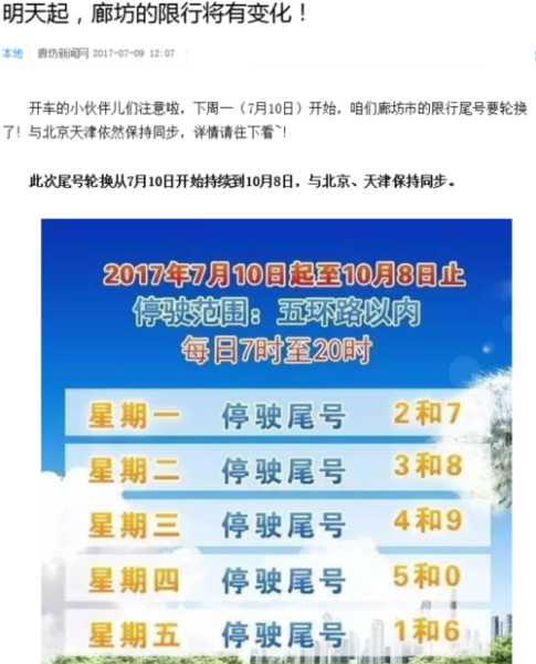 廊坊明天限号几和几_最新限号政策解析