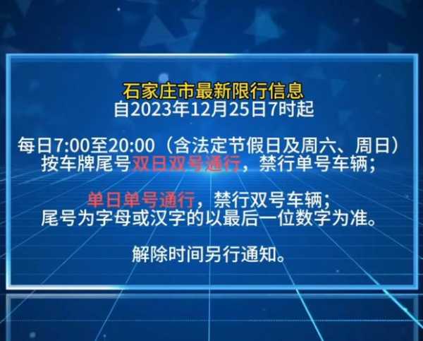 石家庄限号不_最新限行政策解读