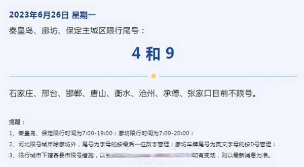 今天保定限号的尾号是_请及时查询出行信息
