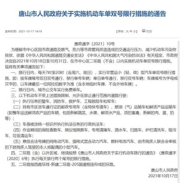唐山限号是多少,了解最新限行政策与时间
